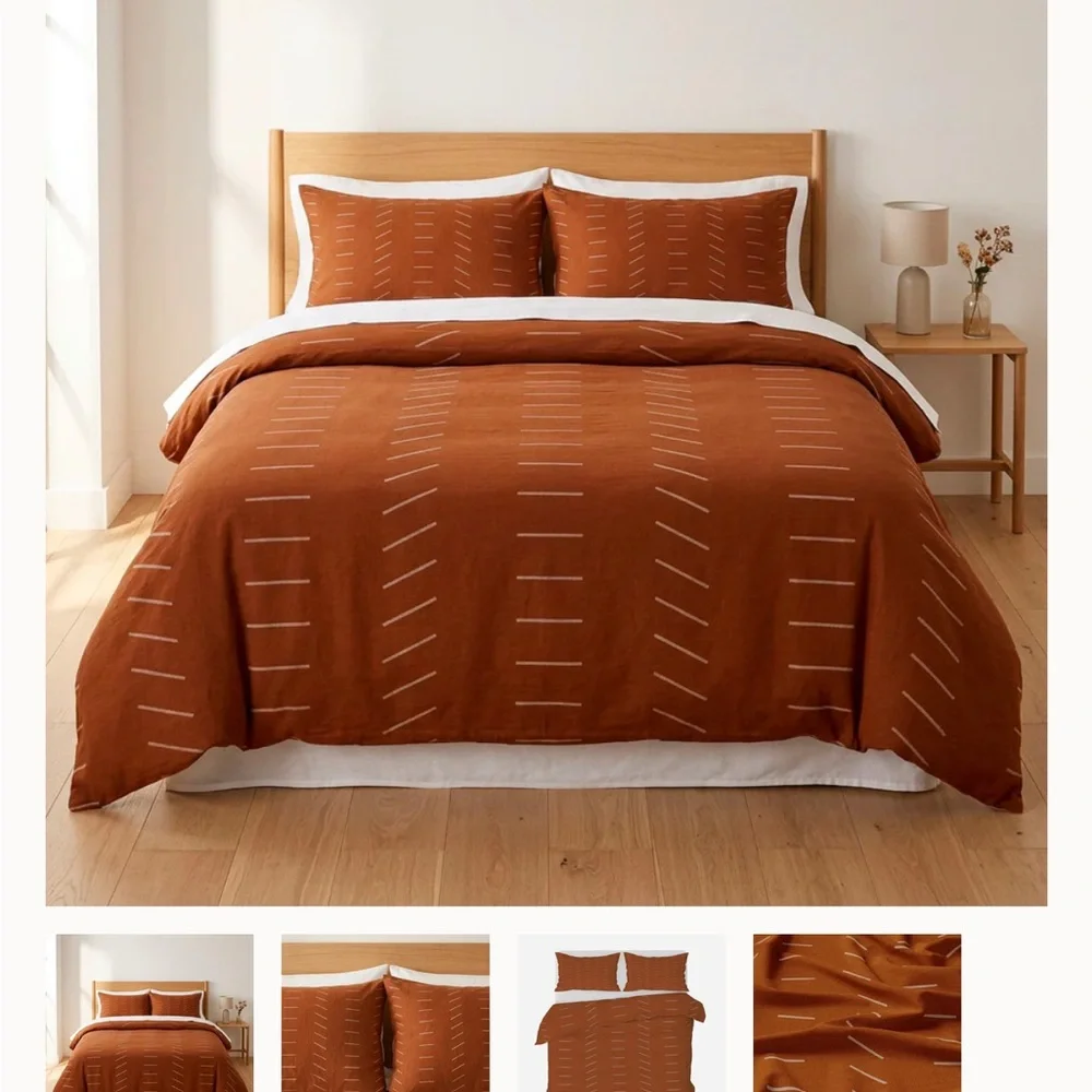 Shapes Decor Rust Patterned Duvet Cover  king size
